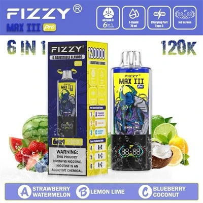 FIZZY MAX III PRO 6 i 1 120K Puffs Disposable Vape Partihandel